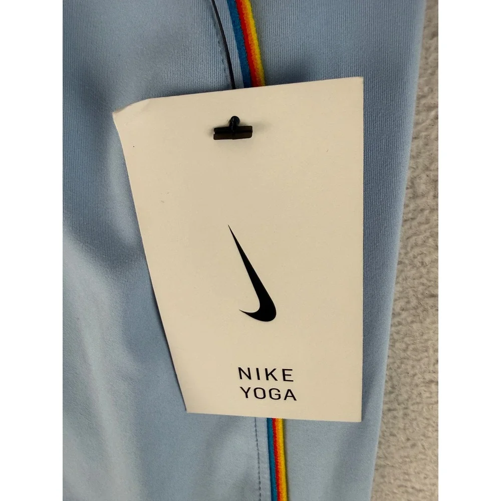 Nike Yoga Leggings Womens XXL Blue Rainbow Trim High Rise 7/8 Dri-FIT CU5360-436